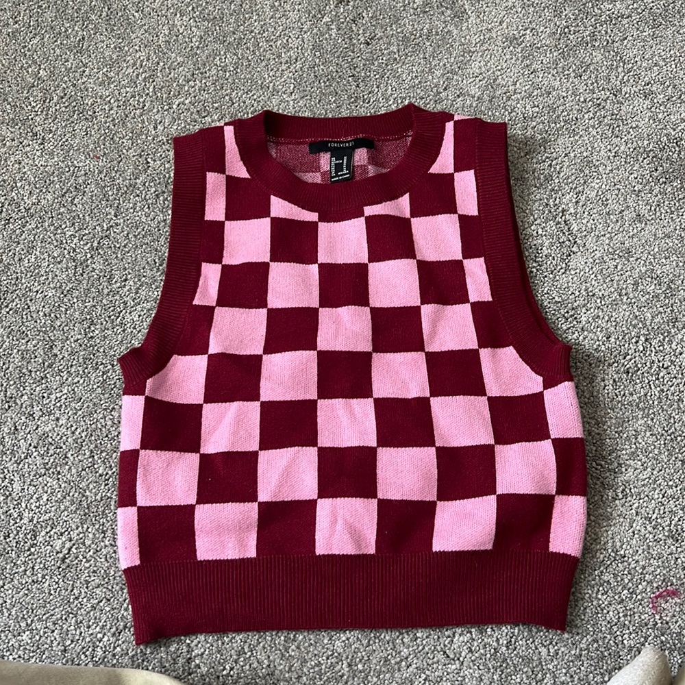 Checkered Pink and Red Vest